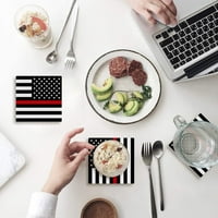Američka zastava, crni bijeli crveni set podmornice za piće, upijajući keramički kamen podmetač za čaše sa plutama za kućnu kuhinju Kuhinjom kafe dekor stolnog kafa