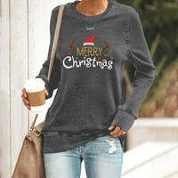 Ženska posadna dukserica božićna majica s dugim rukavima Lagana labava vrhova