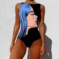 Modni kupaći kostimi za žene grafiti apstraktni ispis seksi sijamski kupaći kostimi bez vrata bez vrata