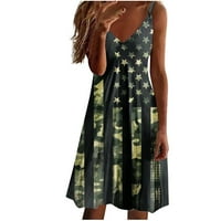 Bvanrty Ženska moderna patriotska nezavisnost Mini haljina modne haljine bez rukava V izrez američki