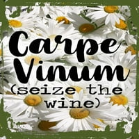Daisy Flower Wall Art Carpe Vinum zaplijenio vinsko piće Humor navijači vino pića limenke zidne potpise