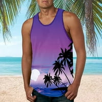 Muški pamučni tenkovi proljeće ljetna casual majica plaža o vrat od tiskane majice bez rukava bez rukava