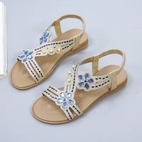 Sandale za žene Modni proljetni ljetni ravni cvijet rhinestone Open Toe Beach Style klizne cipele