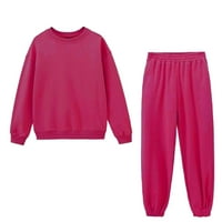 Objave za žene jeseni setovi retro udobne dukseve labave hlače postavljaju vruću ružičastu m