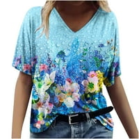 Zodggu Womens T-majice Plus veličine Tors za Trendy ponude kratki rukav ženski vrhovi Vintage cvjetne