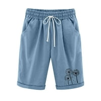 Honeeladyy popust Ženske posteljine pantalone casual pamuk Bermuda kratke hlače Crtež udobne elastične