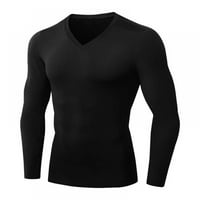 Muška fitnes V-izrez kratki majica kratkih rukava, visoka elastična sportska majica muške majice