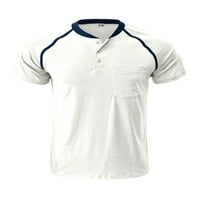 Muškarci Ljetni vrhovi Boja blok T košulje Henley Crck Majica Muška labava fit bluza Dnevno nošenje