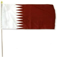 12 X18 Veleprodajni parcel Qatar Country Stick zastava 30 Drveno osoblje