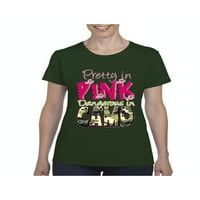 - Ženska majica kratki rukav - prilično u ružičastoj opasnoj u Camou