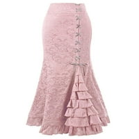 Abtel Dame Long suknja Fishtail Maxi suknje nagnute žene Bohemian Beach Pink XL