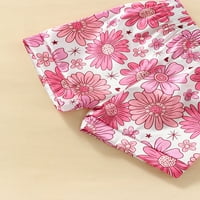 Girls Toddlera Floral svilena pidžama kratki rukav gumb-up TOP kratke hlače Ljetno cvijeće Satin pidžama