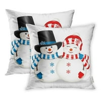 Plavi apstraktni par božićnog snjegovinskog crtanog crtanog jastuka jastučni jastuk set od 2