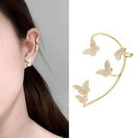 Gladni naušnice u ušima za uši naišnicama od rinestona leptira za omotač manžete Diamond-Marded bez