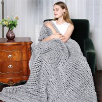 Canddidliike Chunky pletene pokrivač, meko boho bacanje, ručno rađena pletena prekrivač prekrivača za spavaću sobu na kauč na kaučjeg dekora - svijetlo siva
