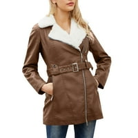 Entyinea ženske mrkve jakne jeseni i zimski modni rukav otvoren prednji kratki kardigan patentni jaknu