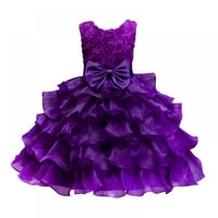 Dječja cvjetna haljina Dječje ruffles čipke zabave vjenčanice s lijepim lukom, 3-10y