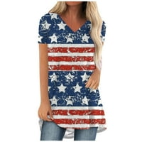 Majica američke zastave za žene 4. jula bluza Grafički tunik Tees casual američki zastava Patriotski kratki rukav