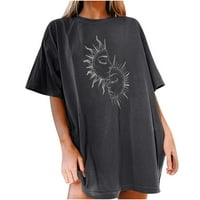Scyoekwg ljetna odjeća za ženska bluza s rukavima s rukavima s rukavima grafički tee vintage sunce i
