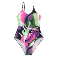 Jedno kupaće kostim za žene Halter Print bikini kupaći kostim Tummy Control V Crtwimwimwebrua