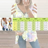 Košulje za žene Grafički teže Ležerne prilike V izrez Zipper kratki rukav šuplji vrh TOPST TSHIRT TSHIRT