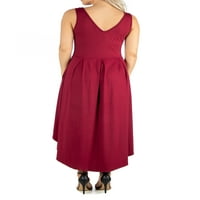 24Seven Comfort odjeća ženska bez rukava Fit n Flare Visoka niska haljina, R0116025, izrađena u SAD-u