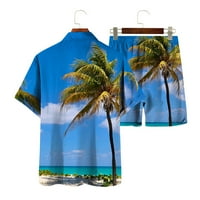 Lopecy-Sta muške havajske odjeće za plažu ljeta Boho majica s kratkim kratkim dijelom dvodijelni set
