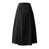 PBNBP duge suknje za žene za žene visoki struk čvrsta vintage maxi suknja Linijska suknja pugnuta suknja