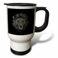 3drose Trendi afričke divlje životinje Lion životinjski portretni ilustracijski stil crno - putna krigla,