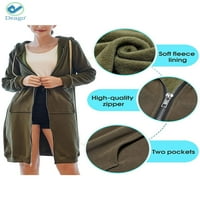 Deago ženske casual zip up dukseve duge tuničke dukseve jakne moda plus veličine Hoodie sa džepovima