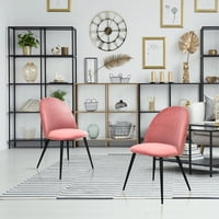 Cterwk baršunaste stolice sa metalnim crnim nogama, ružičastom