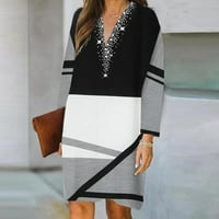 Haljine s dugim rukavima za žene na otvorenom Ženska moda Retro Geometrijska tiskana ploča s dugim rukavima