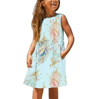 Odeerbi Kids Haljina Teen Girls Slatke haljine Toddler Cvijet Višekološka haljina za ispis Dječja moda