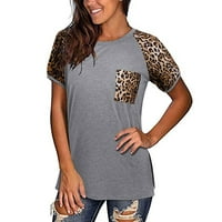 Ženske bluze i vrhovi Dressy spajanje Leopard tiskanje kratkih rukava posada džepna majica bluza vrhova