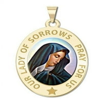 Gospa od tuga vjerska medalja ovalna boja veličine nikla, čvrsto 14k žuto zlato