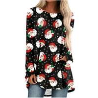 Topli duks Božićni grafički trendy pulover cvjetna bluza s dugim rukavima Božićni okrugli vrat pulover