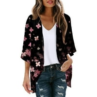 Cardigan za žene Trendy cvjetni print Puff rukav kimono labav pokrov up casual majica Top džemperi