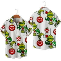 Muške božićne majice Funky gumb dolje majice Party Aloha košulje Ispis Havajski vrhovi majica
