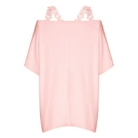 Prevelizirani ljetni vrhovi za žene cvjetna kriktna kasuta casual labava bluza plus veličina Flowy Tops seksi od ramena V izrez majice Pink xxxxxxl