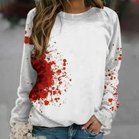 Cotonie ženski Halloween tiskani dugi rukavi okrugli vrat casual pulover vrhove personalizirana krvna