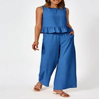 Singeal ženske ljetne odjeće Ležerne prilike bez rukava s rukavima na vrhu i široke pantalone za hlače