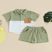 Frobukio Toddler Kids Boys Ljetne košulje Hlače Odjeća kontrast boja kratkih rukava kratke hlače odijelo