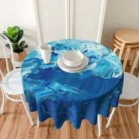 Vodootporna stolna krpa, plava apstraktna tekstura poliester okrugla stolnjak za dekor blagovaonice