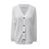 Fimkaul ženske košulje zimski pad dugih rukava casual tipke za bluzu od pune putovanja slatka V izrez