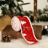 Roll Božićne ružičaste trake ožičene rubne trake tanke reindeer božićno drvce Burlap vrpca Tartan Traka