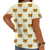 Ženska majica kratki rukav Cartoon Bear 3D tiskani bluza na velikim vrhovima