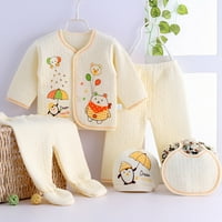 Pajamas Toddler Boy Newborn Baby Girl dugih rukava + šešir + hlače + bib set crtani medvjed okruglih