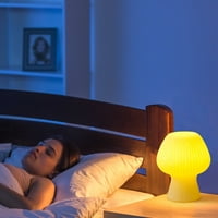Lampica kristalne noći sa gljivama - prozirna retro prugasti stil mali noćni sanduk, lampa za čitanje