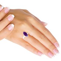 Srebrni prsten za žene - muškarci ljubičasti prirodni ametist kameni srebrni prsten veličine februar