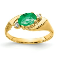 Čvrsta 14k žuto zlato 7x ovalna emerald zelena maja dragulja Diamond Angažman prsten veličine 6
